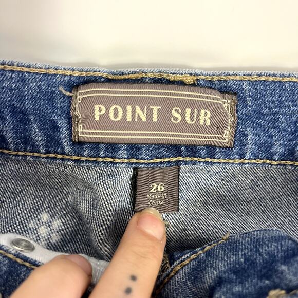 J Crew 26 Point Sur Kickout Crop Light Wash Jeans with White Flower Print Stamps - Picture 5 of 16